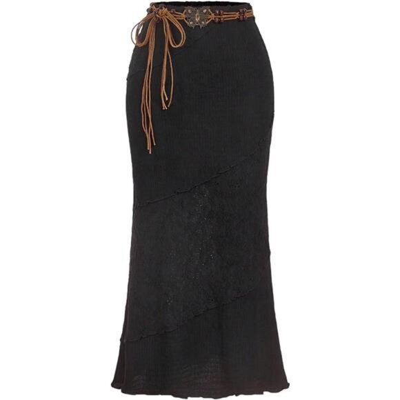Dresses & Skirts - Women's Boho Bodycon Long Skirts Crochet Knitted Black
